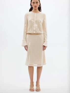 Bubish Nadine Sequin Top and Skirt Set - Pearl Pink NWT